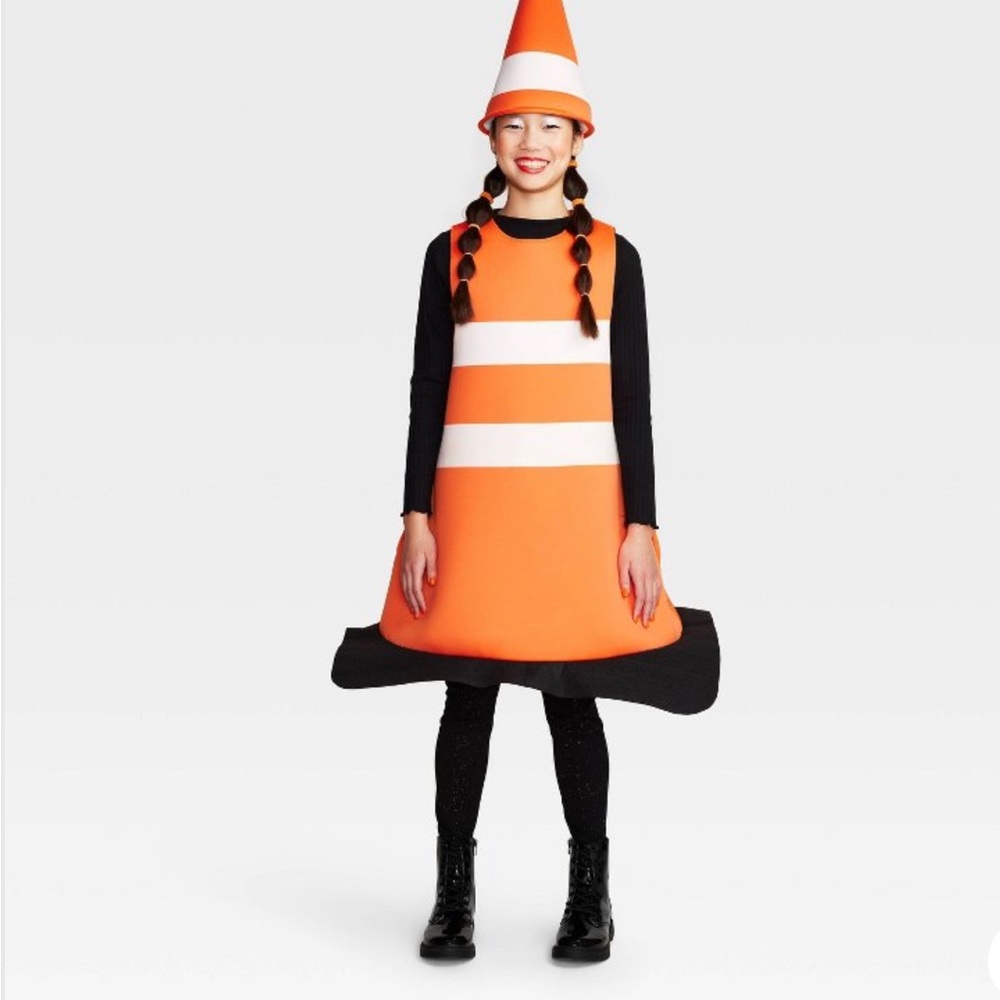 Orange Cone Safety Zone Costume Glow in the dark stripes - one size easy costume